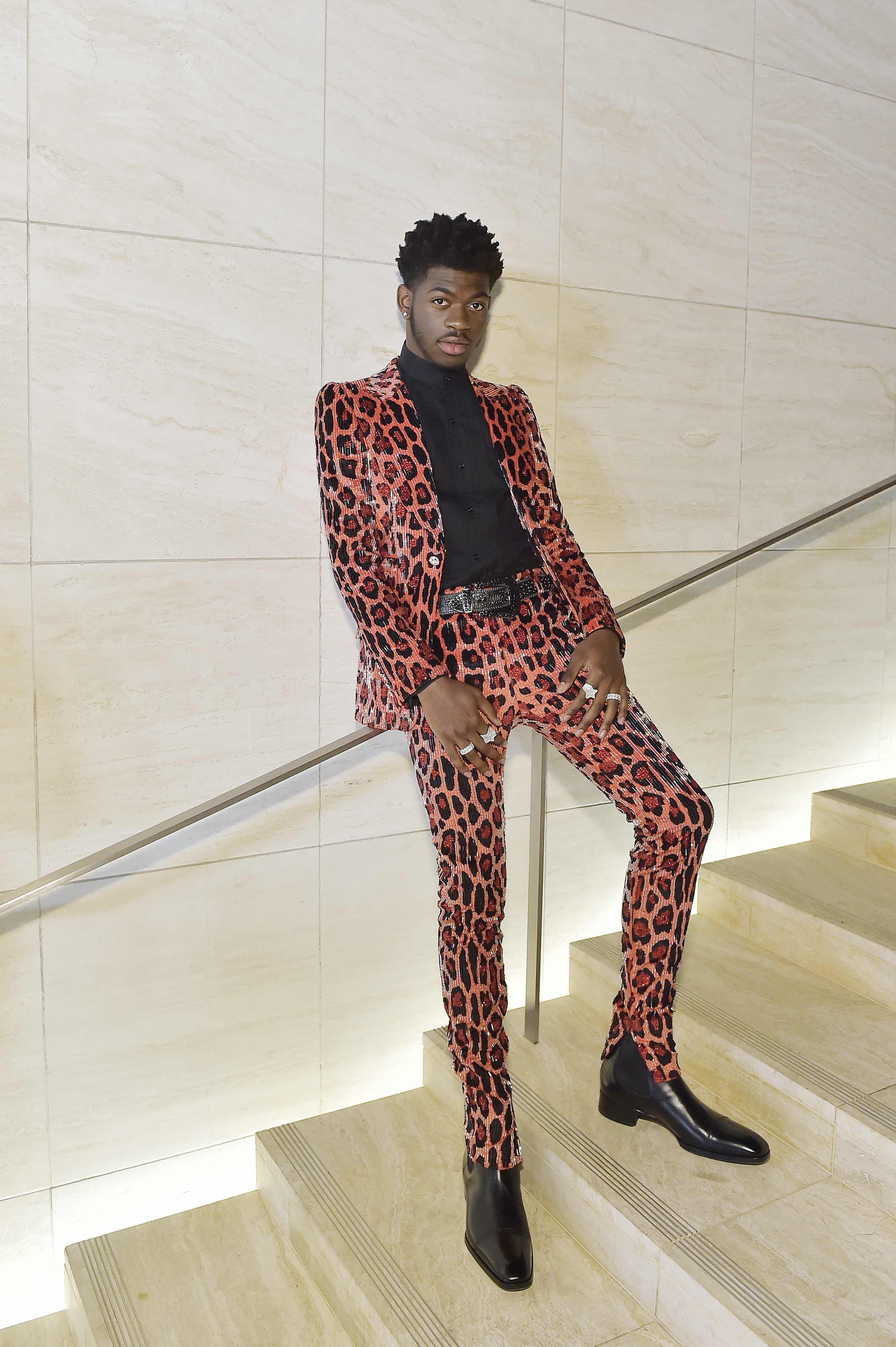lil nas x in a cool leopard suit