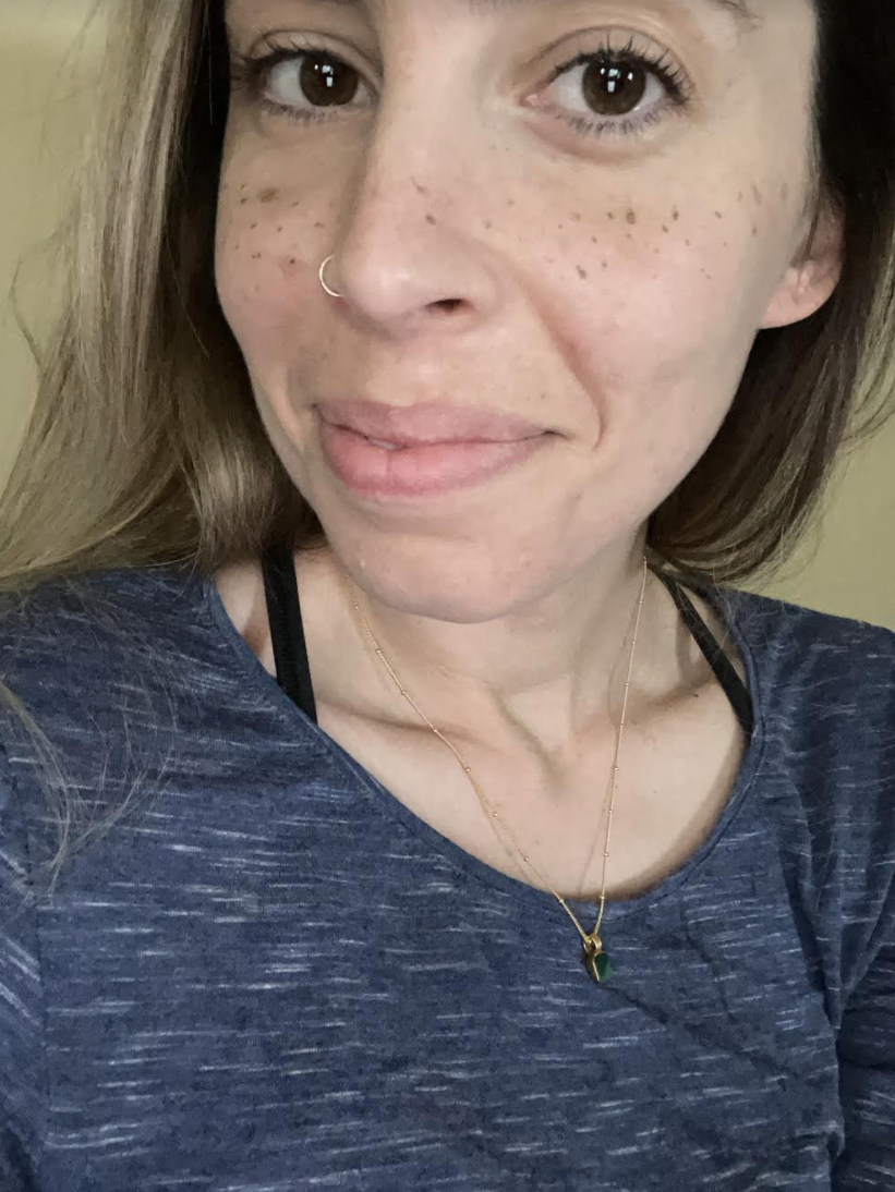 An image of Lara after applying the freckle makeup