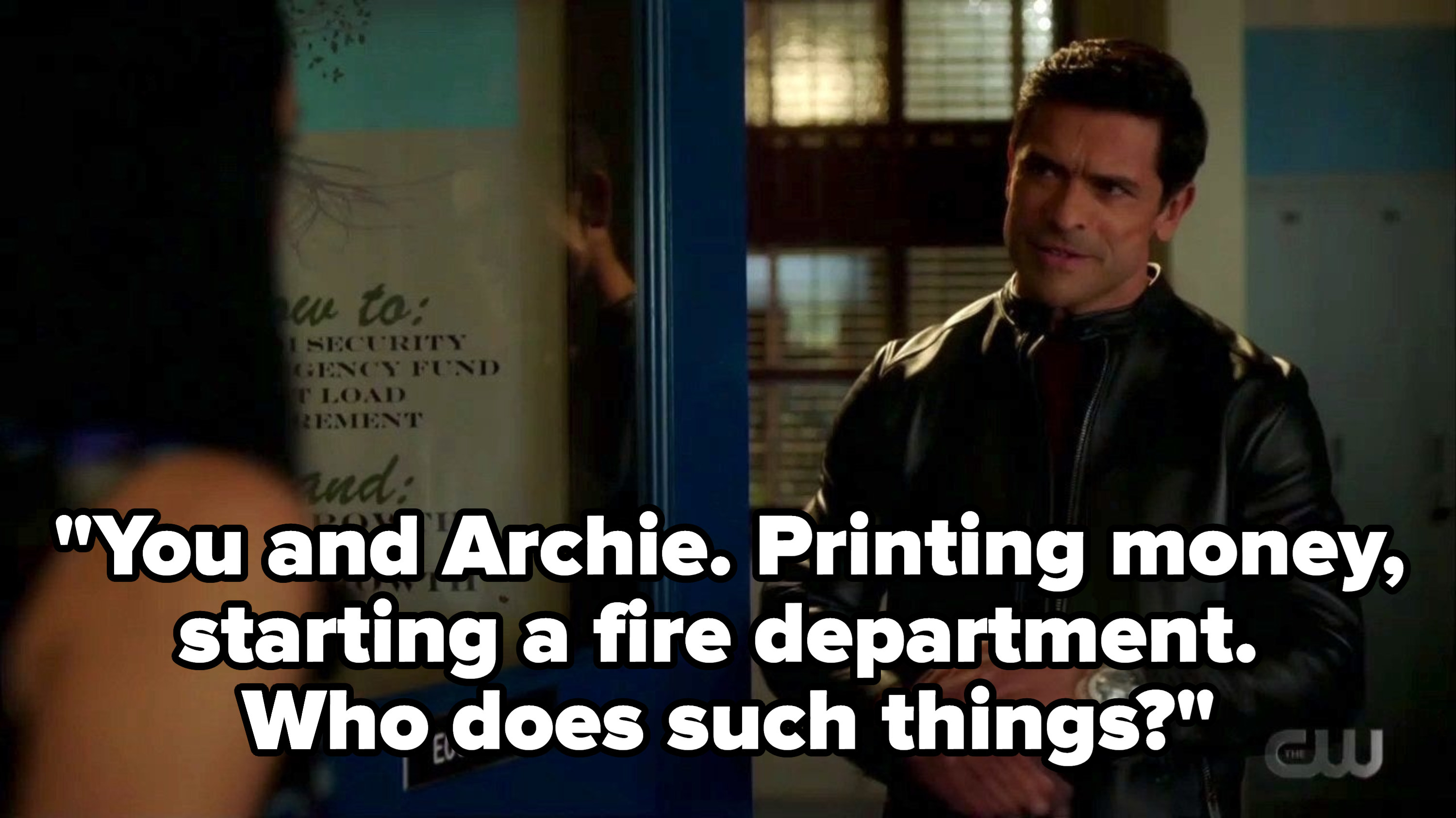 Hiram saying &quot;you and Archie. printing money, starting a fire department. Who does such things?&quot;