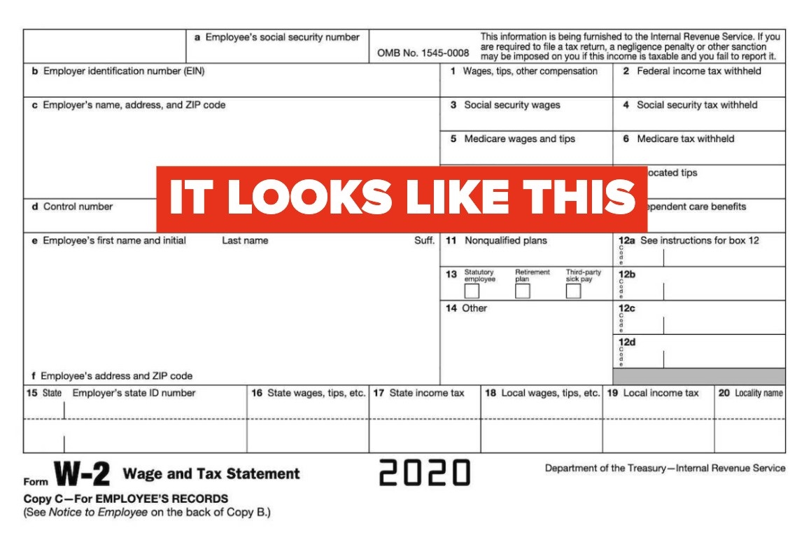 Screenshot of a W-2 tax form