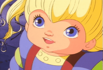a character from the show &quot;Rainbow Brite&quot; looking up in awe
