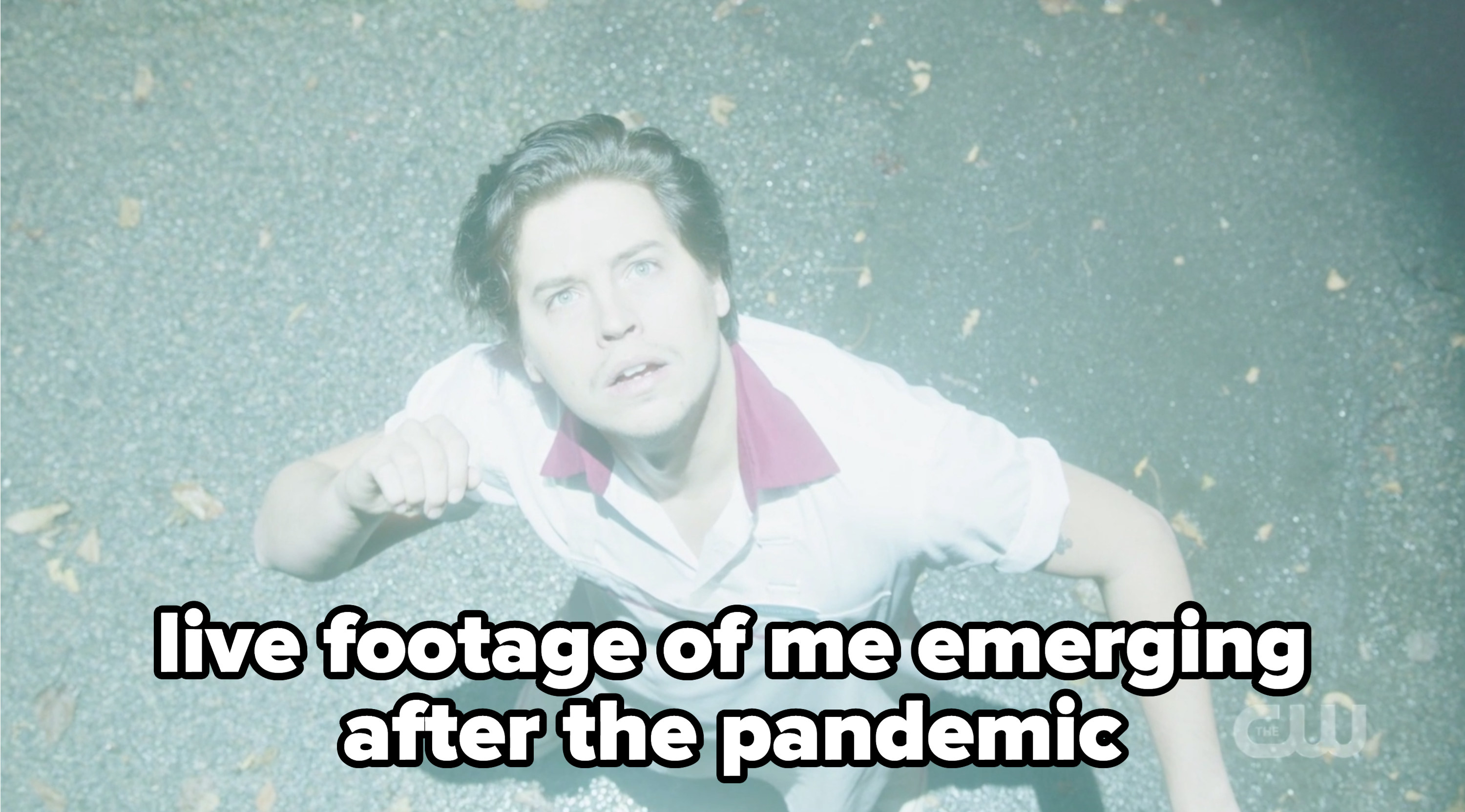 Jughead with the caption &quot;live footage of me emerging after the pandemic&quot;