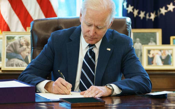 Biden signing the American Rescue Plan Act