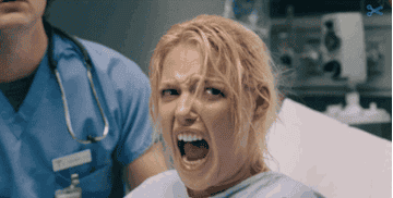 katherine heigl in knocked up screaming &quot;GET OUT&quot; during childbirth