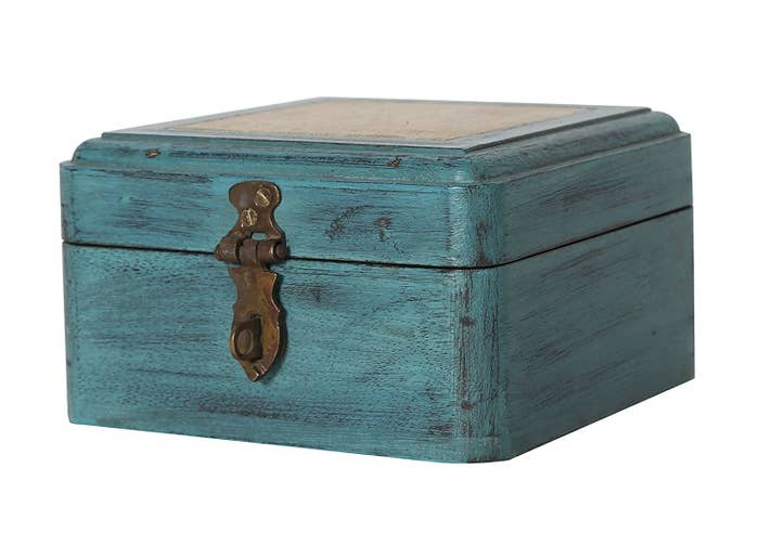 A light blue hand-painted box 