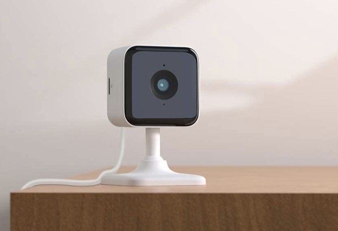 A security camera sitting on a table