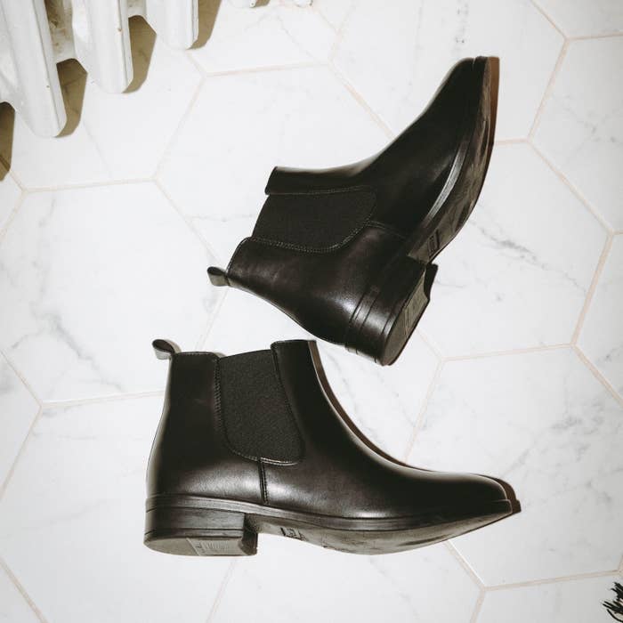 the boots on a marble floor