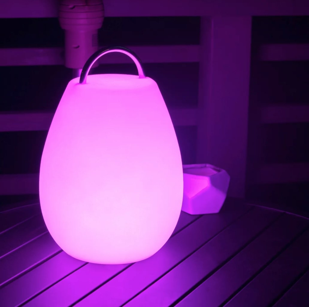 The lantern glowing purple