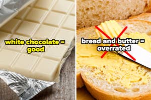 White chocolate and bread and butter