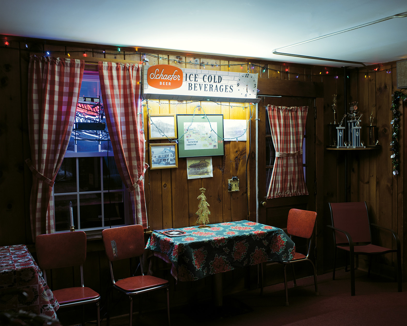 The empty inside of a bar