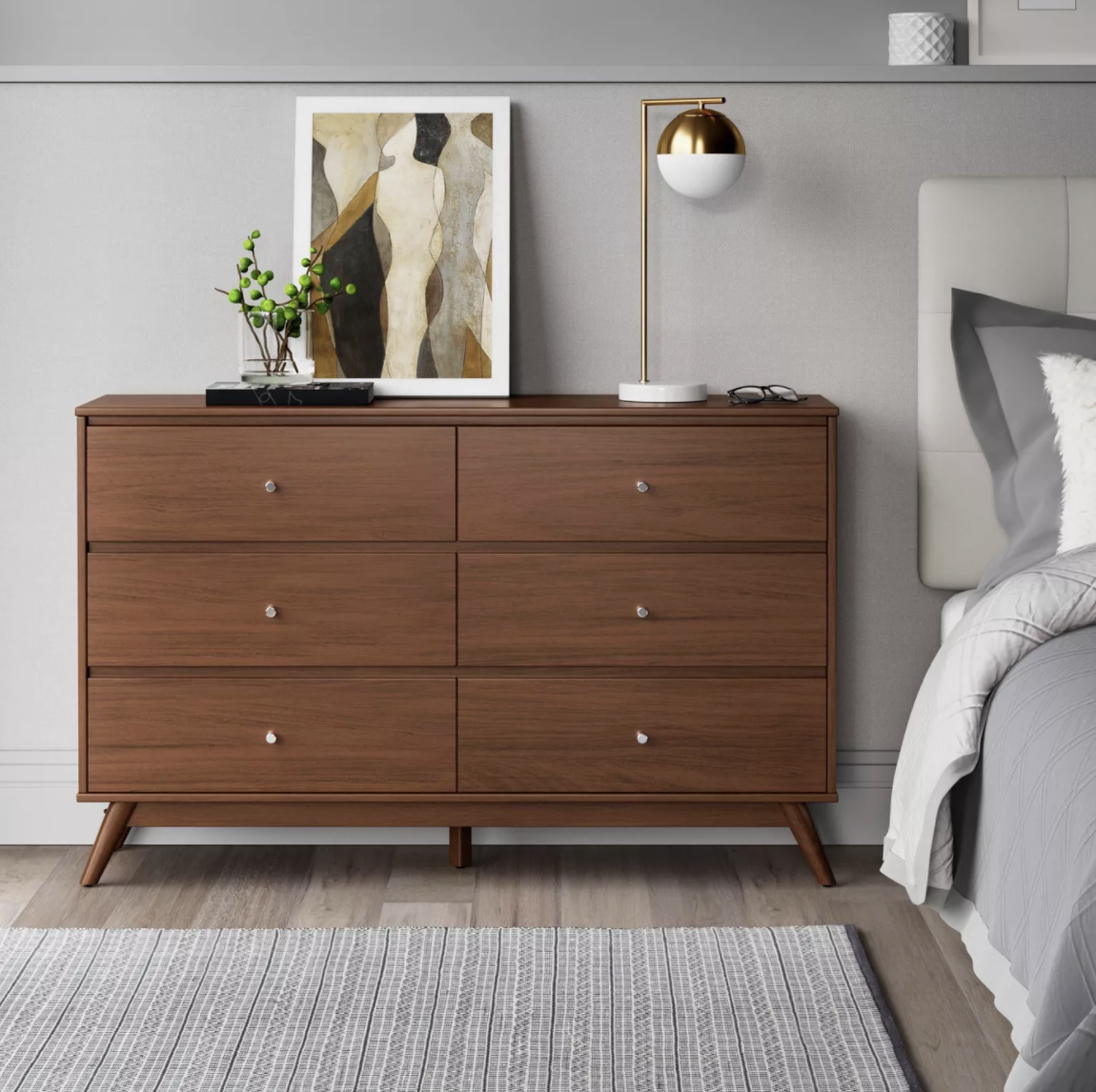 the mid-century modern brown dresser