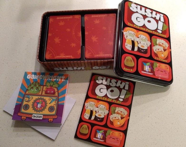 Game of Sushi Go spread out on a white background