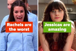 Rachel Berry and Jessica Day labeled 