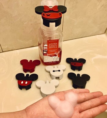 Different designs for the dispenser including Mickey, Baymax, and Star Wars