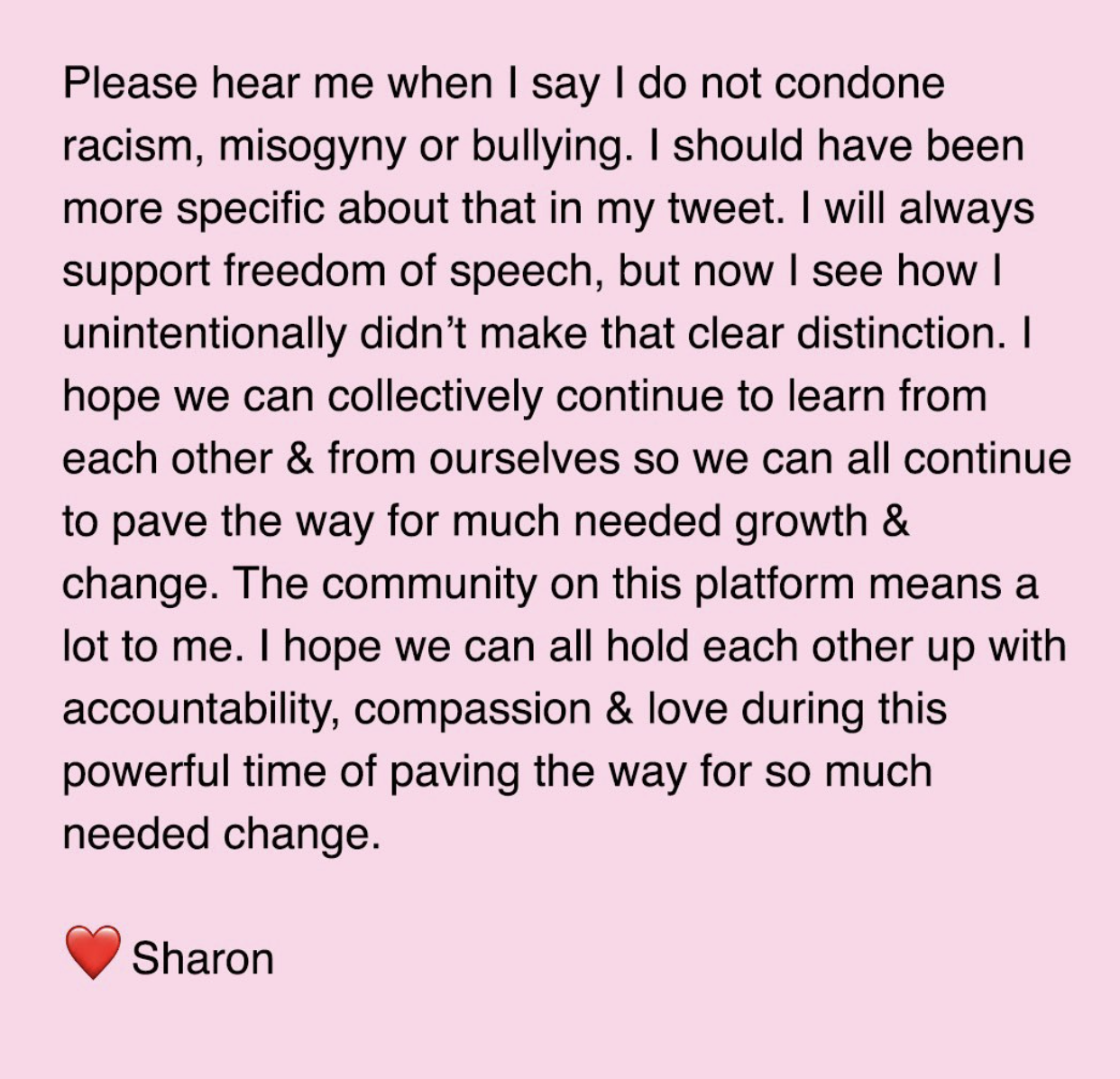 Sharon apology