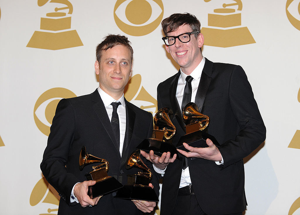 The Black Keys holding their awards backstage