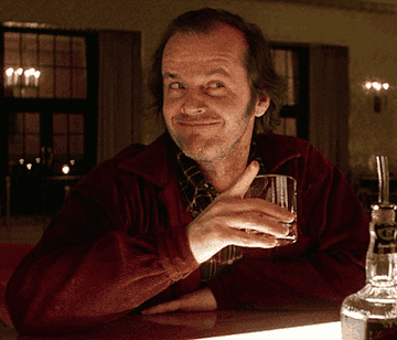 Jack Nicholson drinking whiskey in "The Shining"
