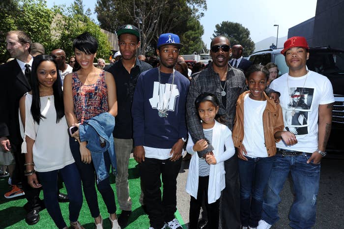 Shayne Murphy, Bria Murphy, Myles Murphy, Christian Murphy, Bella Murphy, Eddie Murphy, Zola Murphy, and Eric Murphy at the premiere of DreamWorks Animation&#x27;s &quot;Shrek Forever After&quot; 