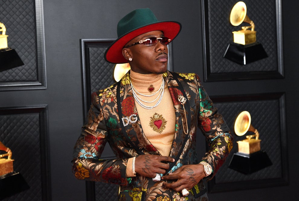 DaBaby Rocks a Flashy Printed Suit For Grammys 2021