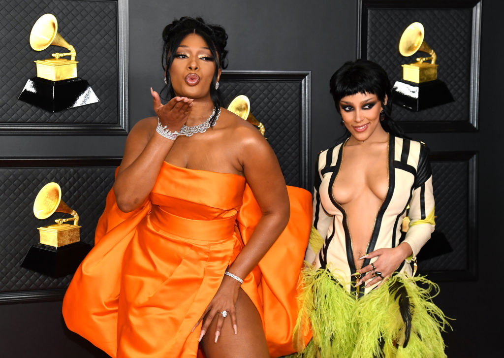 Megan Thee Stallion and Doja Cat attend the 63rd Annual Grammy Awards