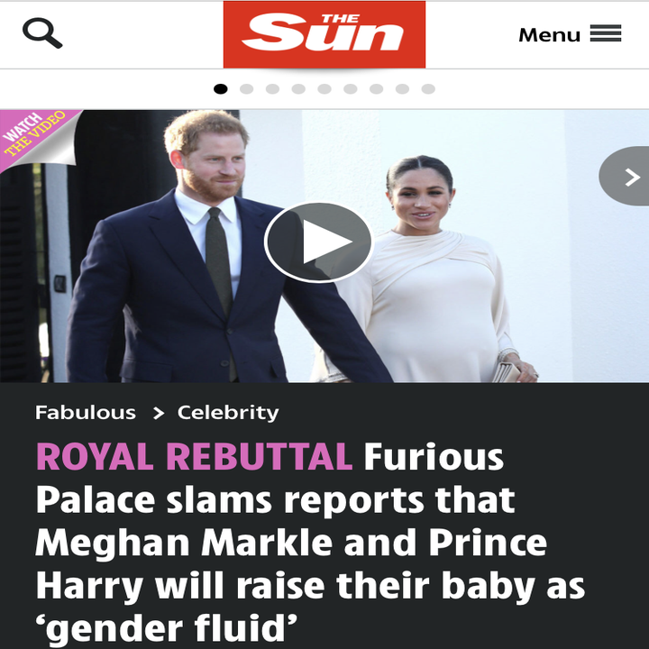 ROYAL REBUTTAL: Furious Palace slams reports that Meghan Markle and Prince Harry will raise their baby as ‘gender fluid’ / The Vanity Fair report has been called 'totally false' by Kensington Palace
