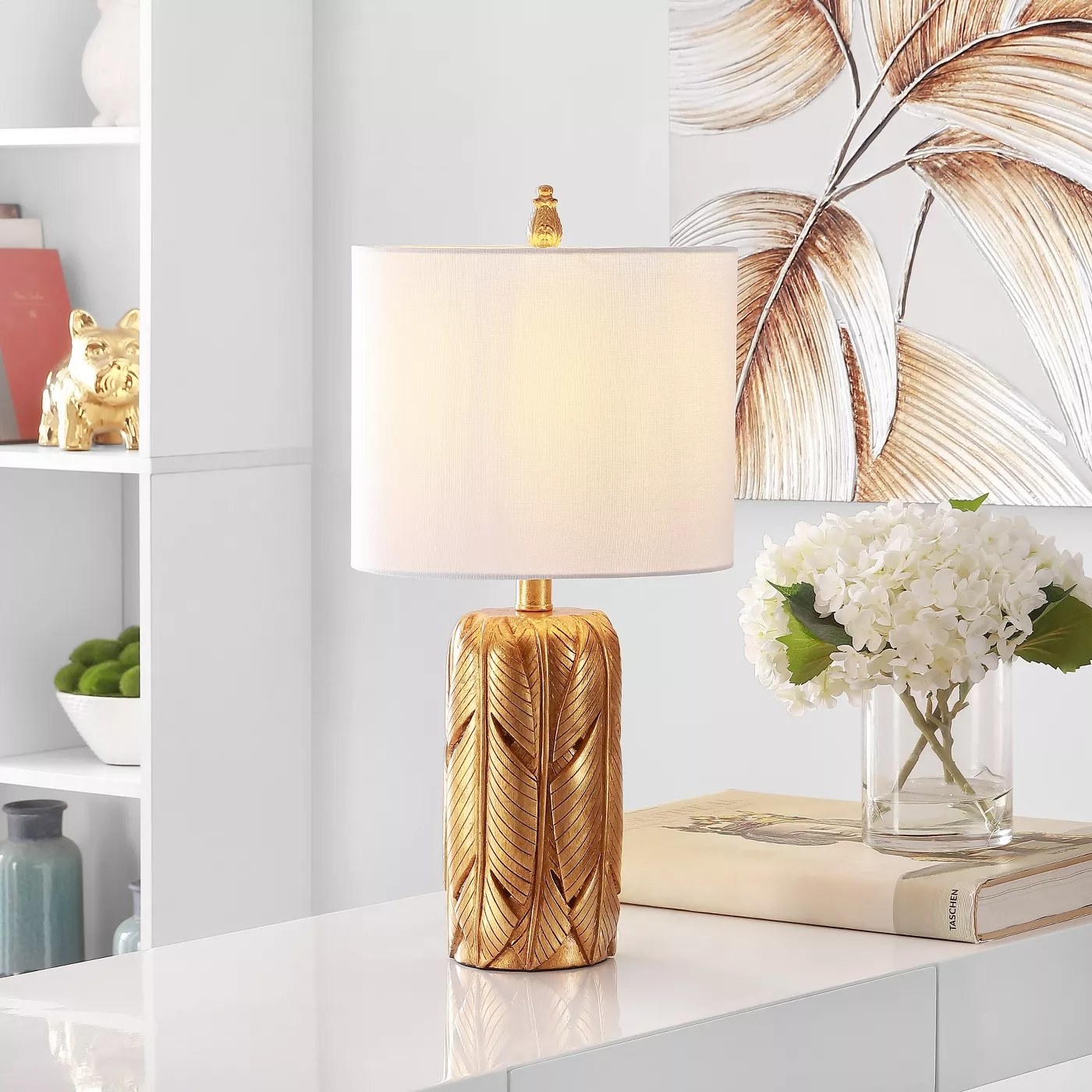 The gold table lamp