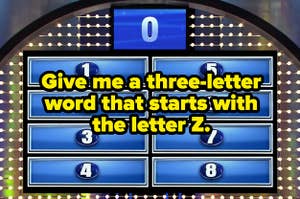 Family Feud answers board with text over it that says, 