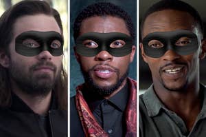 Three masked Marvel characters