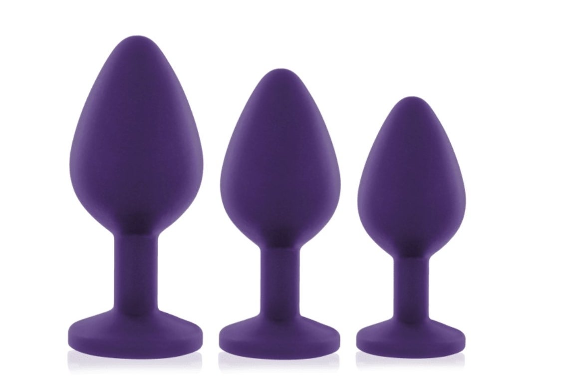 Three anal plugs of different sizes