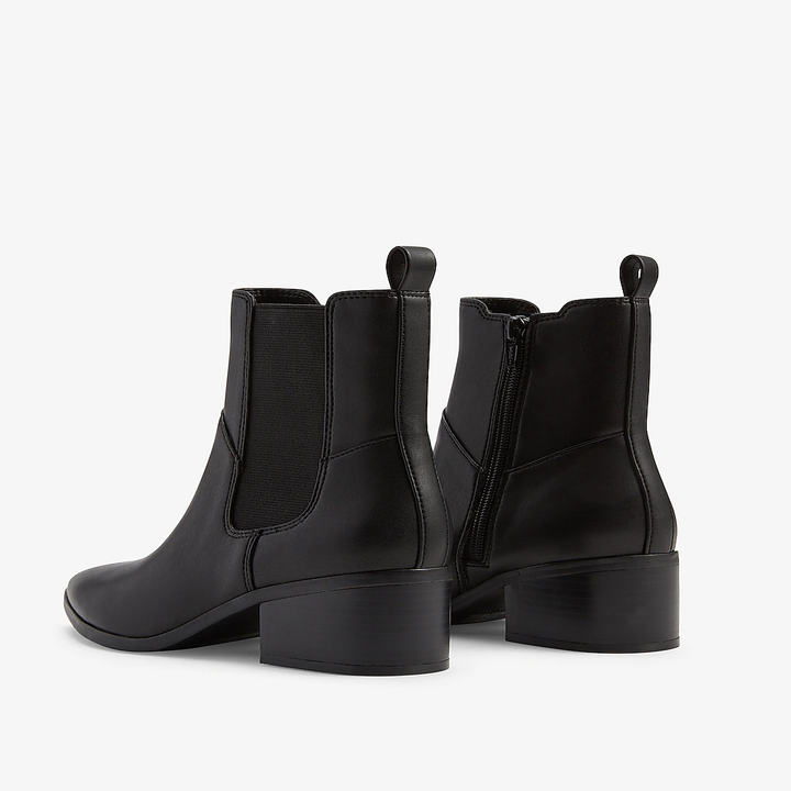 one inche heeled black ankle boots