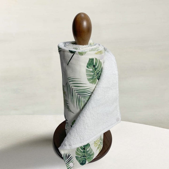 towel with monstera print 