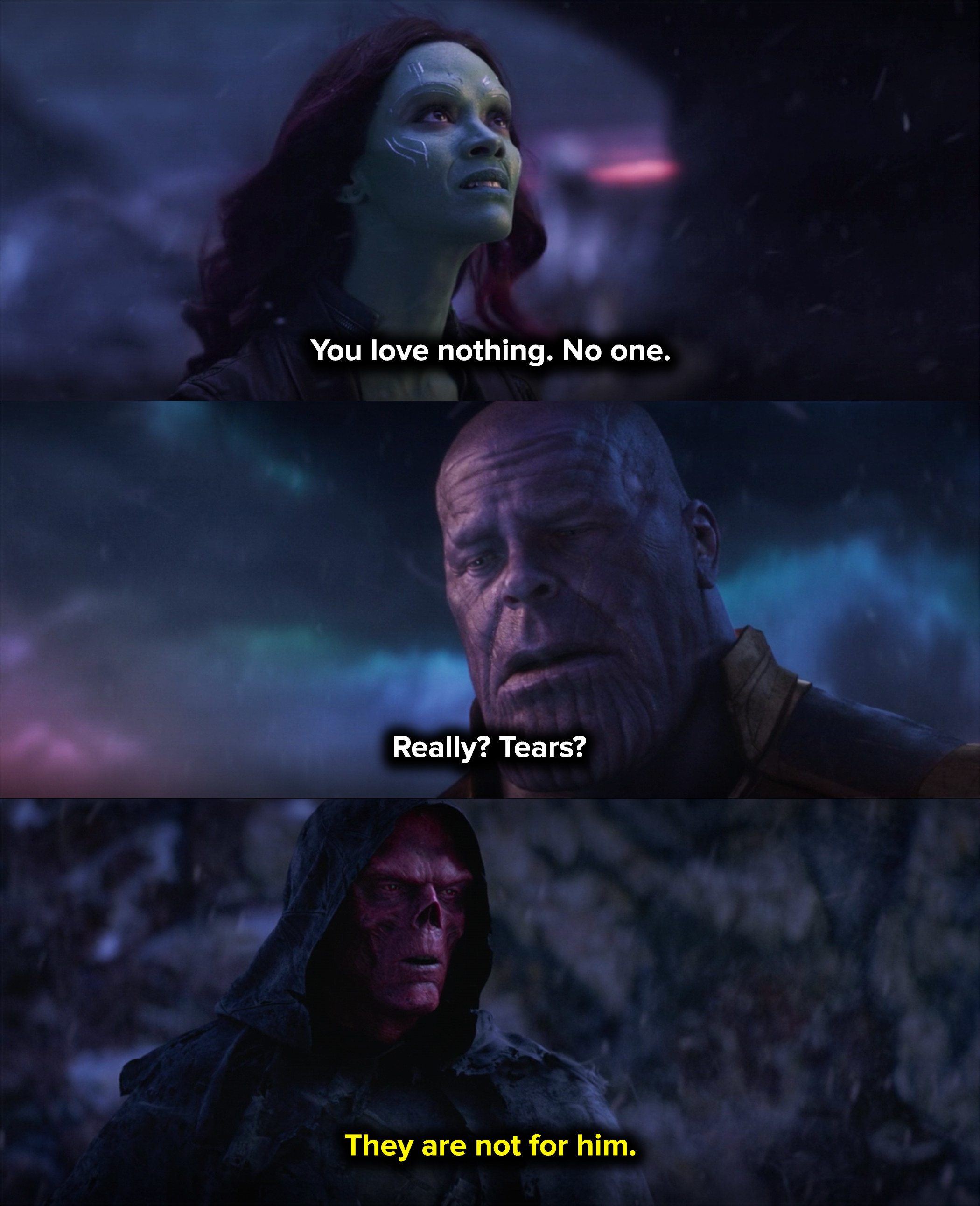 Gamora accuses Thanos of loving nothing and no one