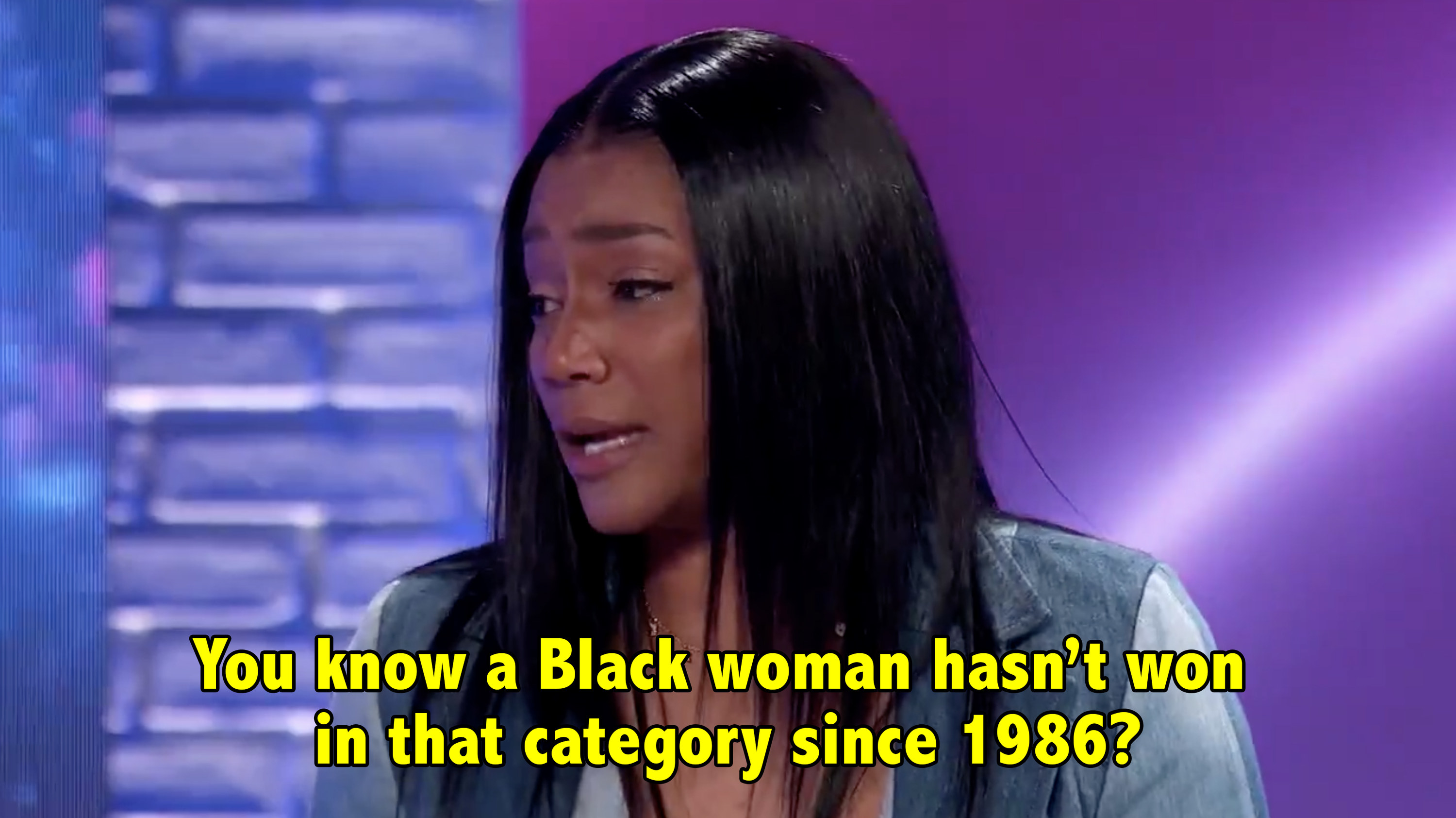 Tiffany  telling the kid that a Black woman hasn&#x27;t won this award since 1986