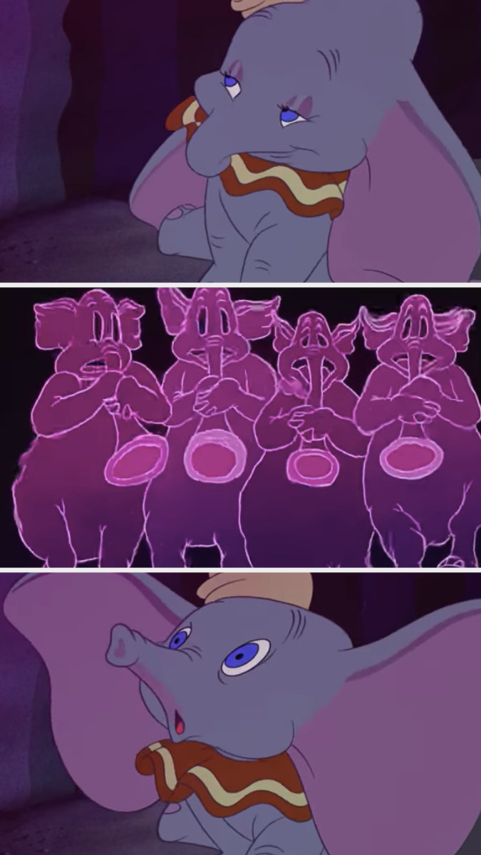 Dumbo seeing purple elephant hallucinations in &quot;Dumbo&quot; 