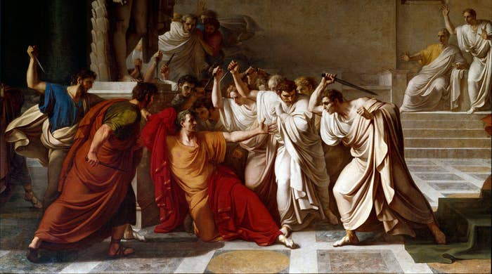 Painting depicting Caesar&#x27;s stabbing