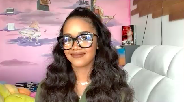 H.E.R. in her studio rocking her line of DIFF Eyewear