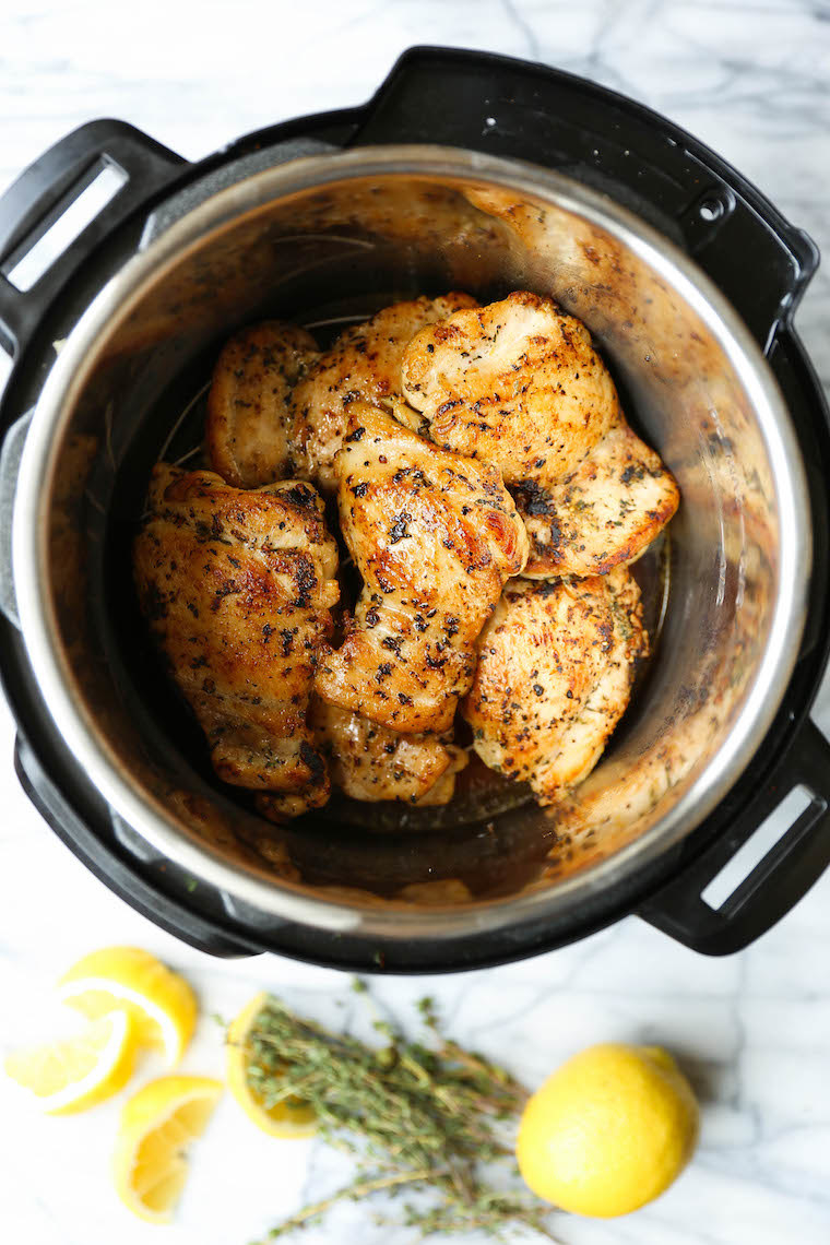 Fully cooked lemon chicken in the Instant Pot