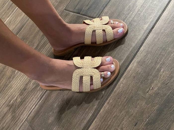 the sandals in the woven pattern 