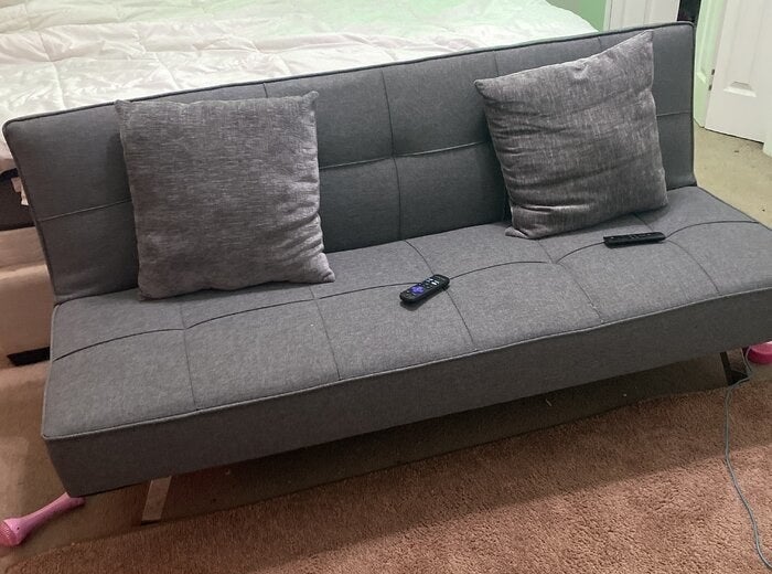 reviewer photo of the couch in the upright positioning