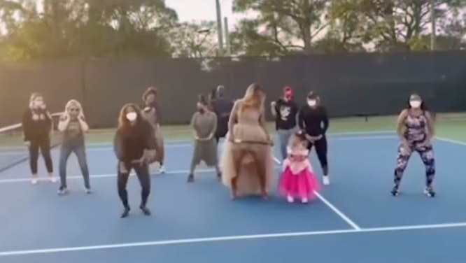 Serena and Alexis Williams and friends dance to Megan 