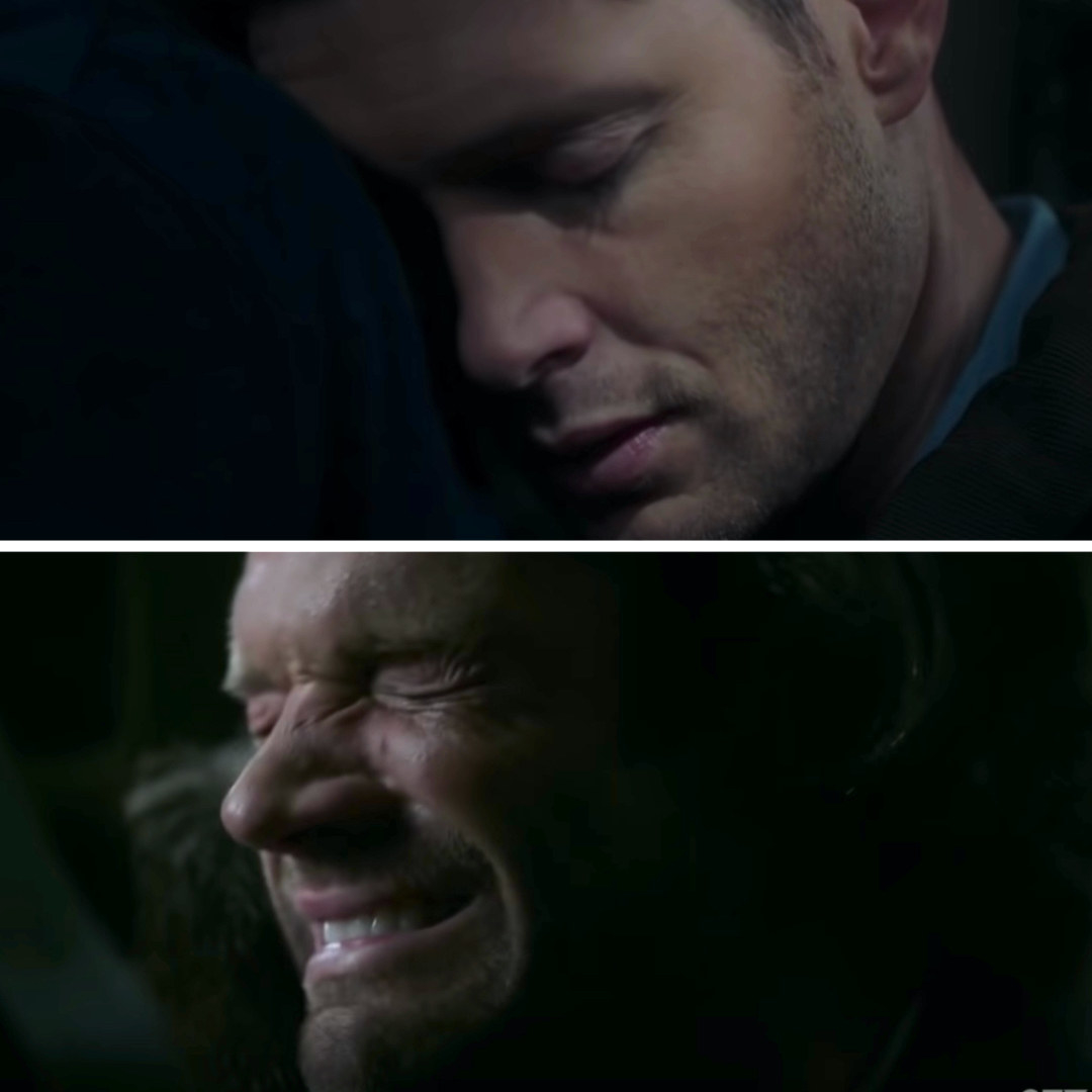 Sam crying as Dean dies