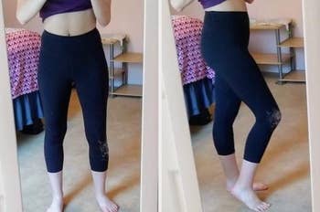 a reviewer wearing the black leggings