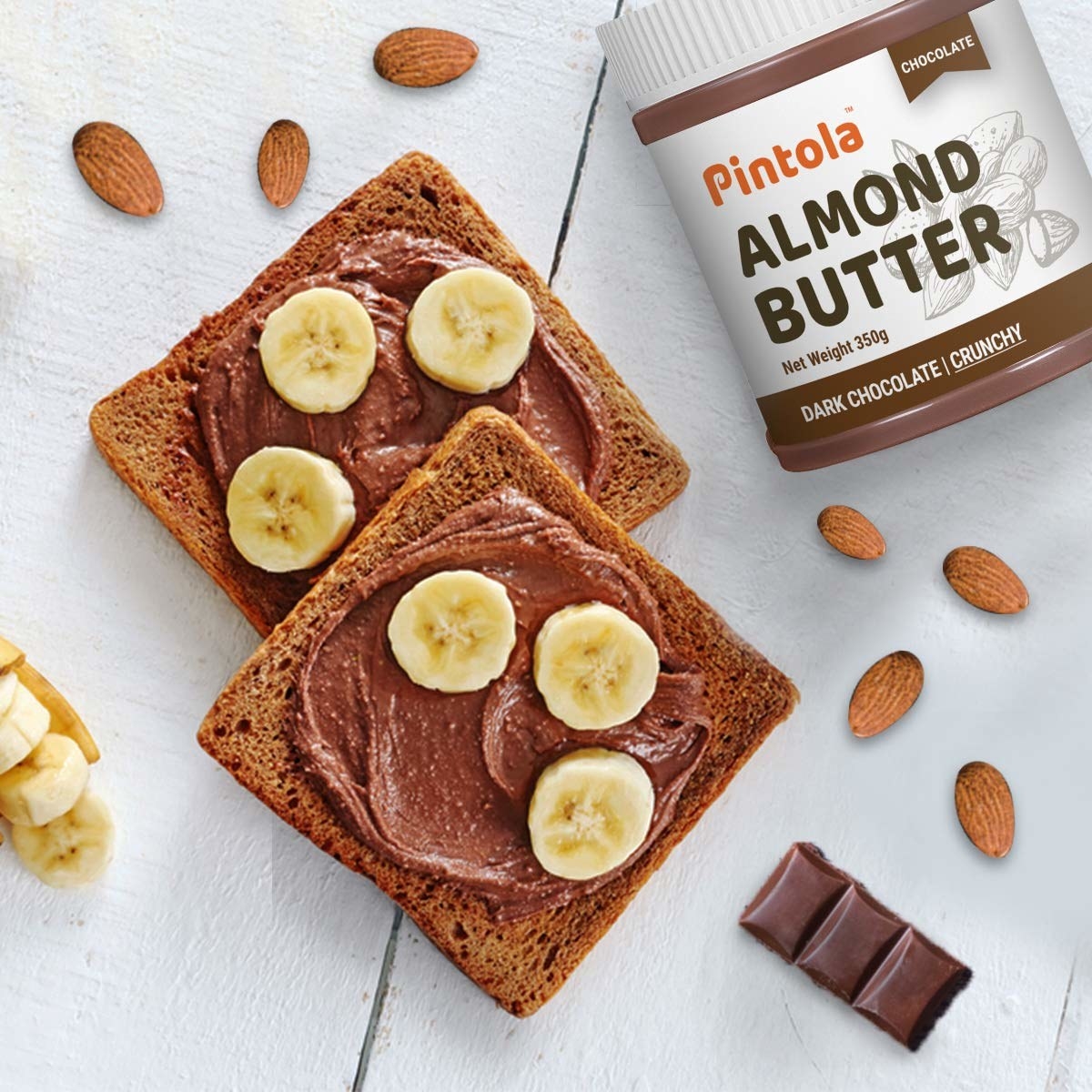 The almond butter slathered on toast with some banana slices