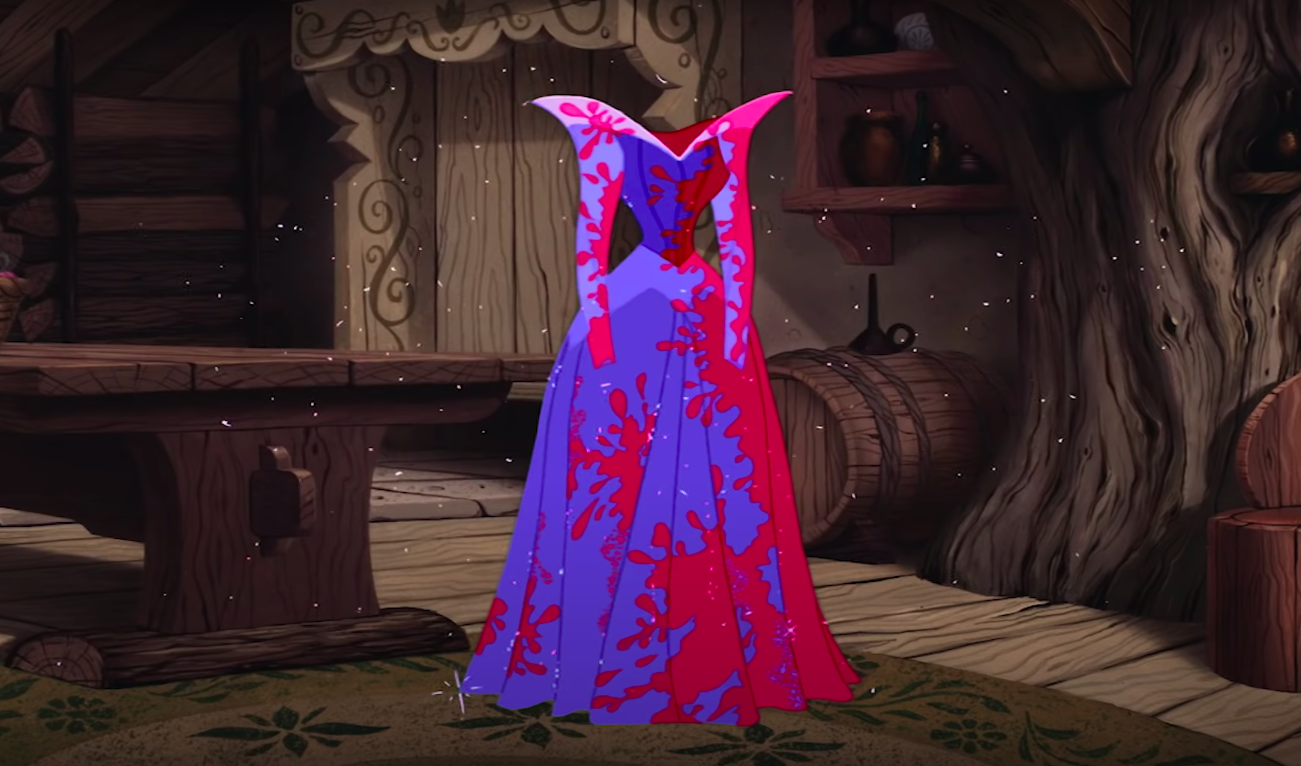 sleeping beauty blue pink dress