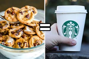 Cookie cereal and starbucks cup