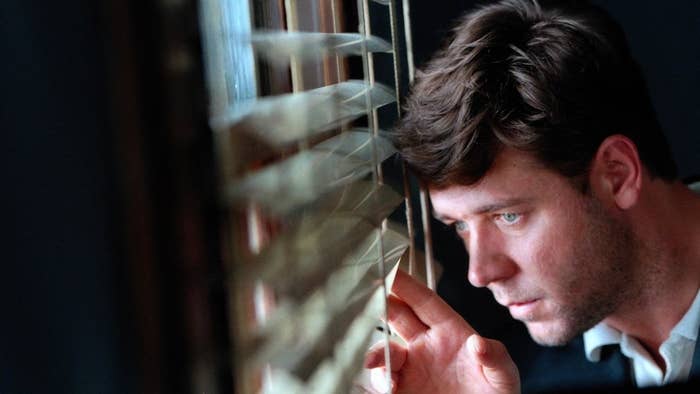 Russell Crowe&#x27;s character peers through a window