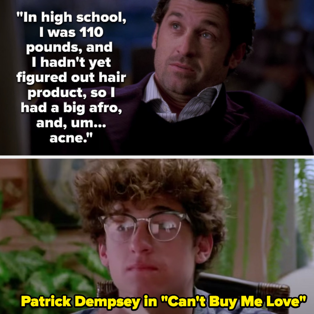 Derek says he was 110 pounds with an afro and acne in high school, then there&#x27;s a photo of him in Can&#x27;t Buy Me Love as a skinny nerd with glasses and an afro