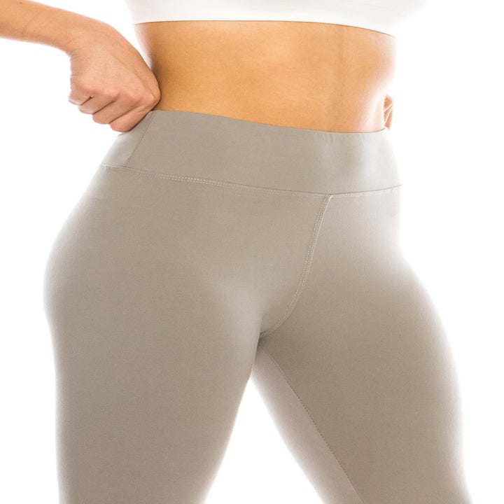 Closeup of waistband on capri leggings