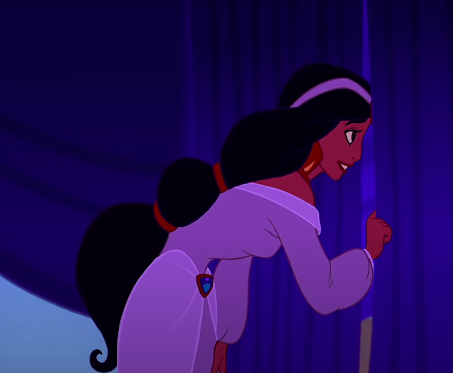 Jasmine wearing a gown