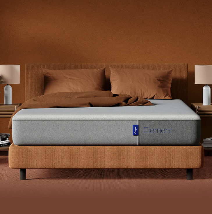 The mattress on a bedframe